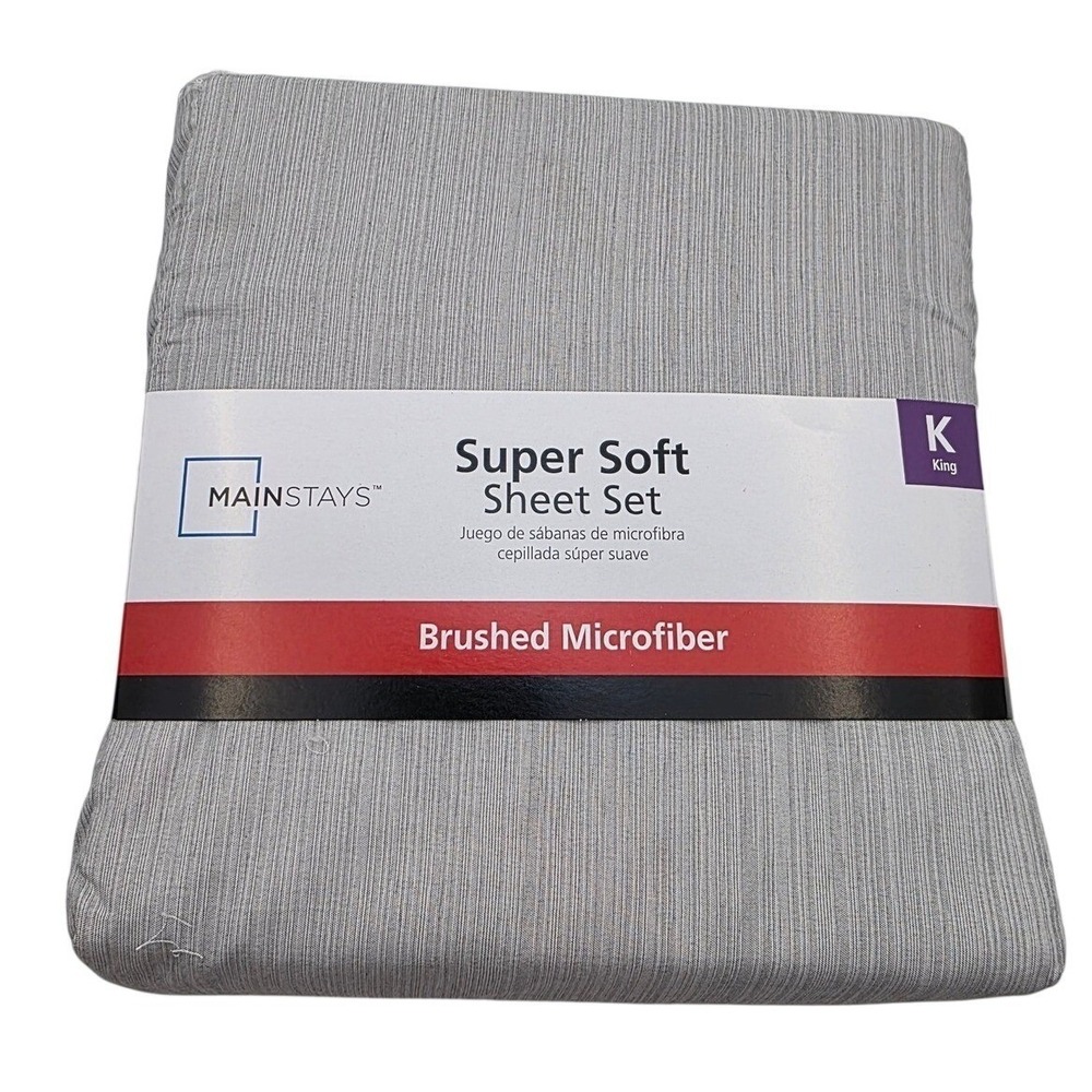 Mainstays Super Soft Brushed Microfiber King Sheet Set Grey MS8801321522 bb3